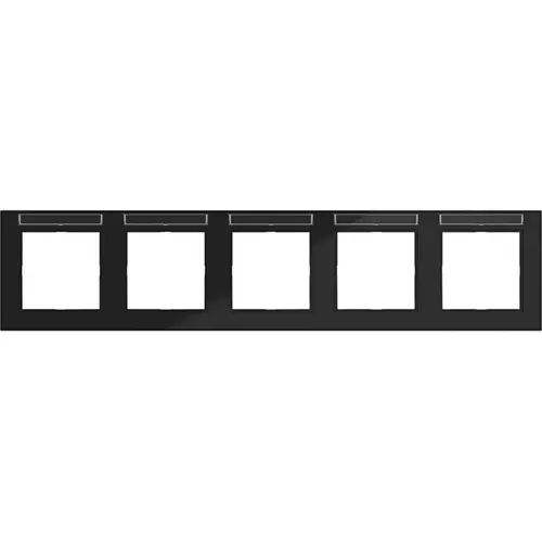 Hager Berker WAD6502BG afdekraam 5-voudig horizontaal met tekstveld A1 nachtzwart glans