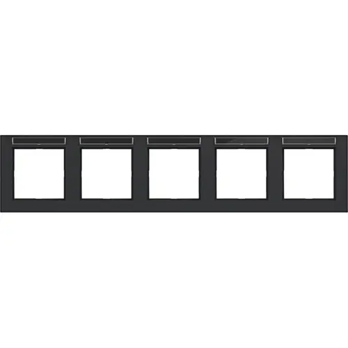 Hager Berker WAD6502BM afdekraam 5-voudig horizontaal met tekstveld A1 nachtzwart mat