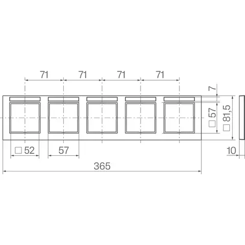 Hager Berker WAD6502WM afdekraam 5-voudig horizontaal met tekstveld A1 lichtwit mat