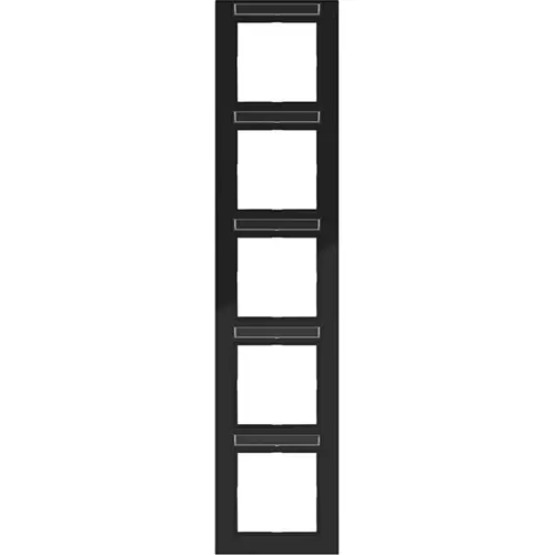 Hager Berker WAD6503BG afdekraam 5-voudig verticaal met tekstveld A1 nachtzwart glans