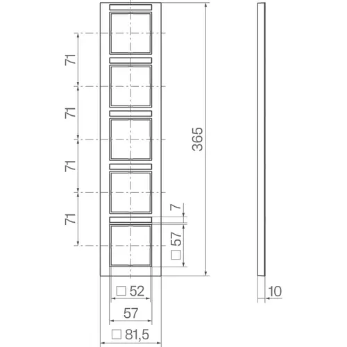 Hager Berker WAD6503AT afdekraam 5-voudig verticaal met tekstveld A1 antraciet mat