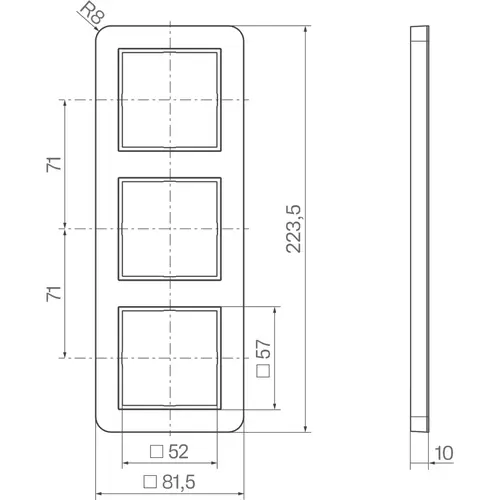 Hager Berker WAD7300BG afdekraam 3-voudig C1 nachtzwart glans