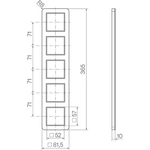 Hager Berker WAD7500BM afdekraam 5-voudig C1 nachtzwart mat