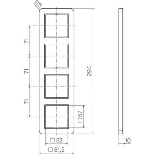 Hager Berker WAD7400AT afdekraam 4-voudig C1 antraciet mat