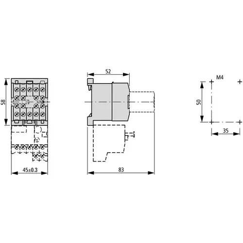 Eaton DILEM-01(24V50HZ) magneetschakelaar 3-polig 4kW/400V AC3 bedieningsspanning 24V 3x NO 1x NC