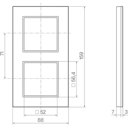 Hager Berker WAD8200ALV afdekraam 2-voudig verticaal A8 aluminium