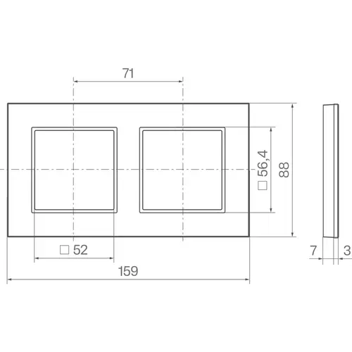 Hager Berker WAD8200ESH afdekraam 2-voudig horizontaal A8 roestvrij staal