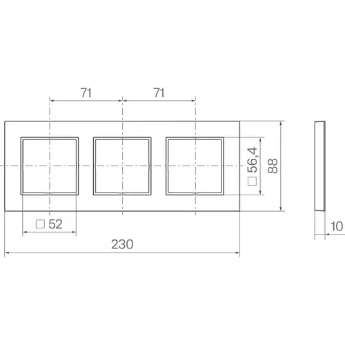 Hager Berker WAD8300GWM afdekraam 3-voudig A8 glas lichtwit mat