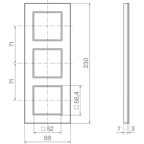 Hager Berker WAD8300ESV afdekraam 3-voudig verticaal A8 roestvrij staal