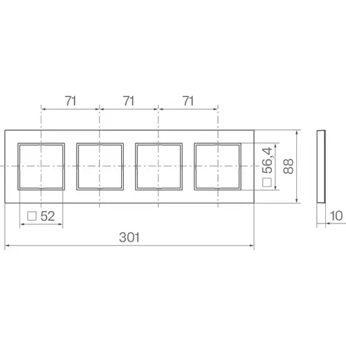 Hager Berker WAD8400GBG afdekraam 4-voudig A8 glas zwart glanzend
