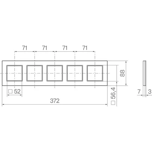 Hager Berker WAD8500ALH afdekraam 5-voudig horizontaal A8 aluminium