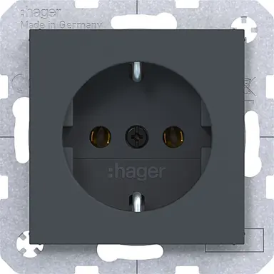 Hager Berker WAS1100AT wandcontactdoos randaarde A1/A8/C1/C8 antraciet mat