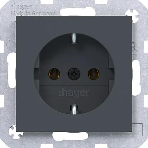 Hager Berker WAS1100AT wandcontactdoos randaarde A1/A8/C1/C8 antraciet mat
