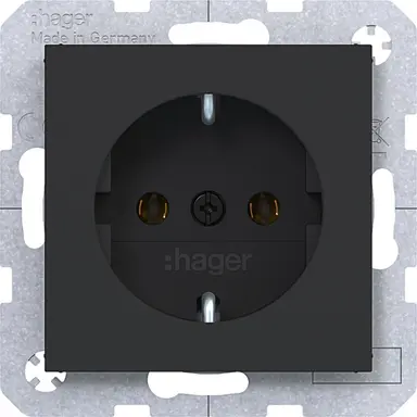 Hager Berker WAS1100BM wandcontactdoos randaarde A1/A8/C1/C8 nachtzwart mat