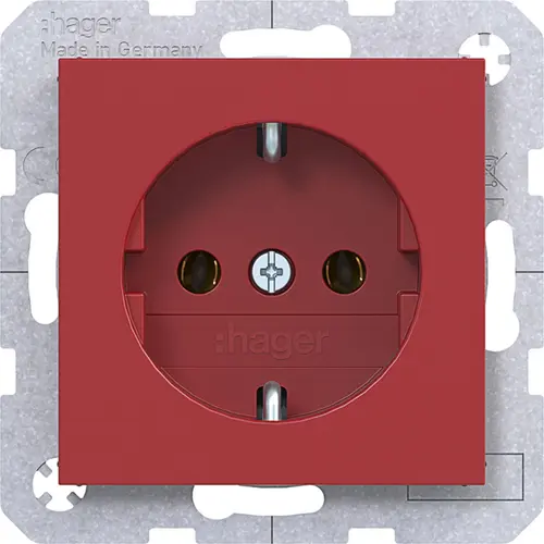 Hager Berker WAS1100RG wandcontactdoos randaarde A1/A8/C1/C8 rood glans