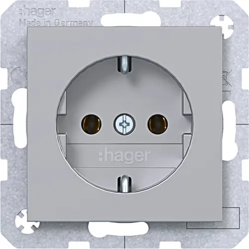 Hager Berker WAS1100TA wandcontactdoos randaarde A1/A8/C1/C8 titaan mat