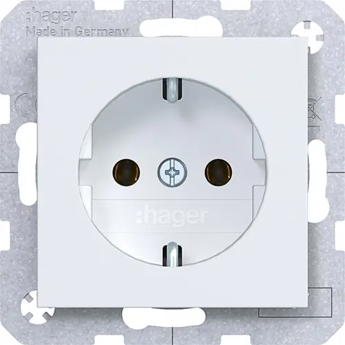 Hager Berker WAS1100WM wandcontactdoos randaarde A1/A8/C1/C8 lichtwit mat