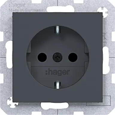 Hager Berker WAS1200AT wandcontactdoos randaarde Safety Plus A1/A8/C1/C8 antraciet mat