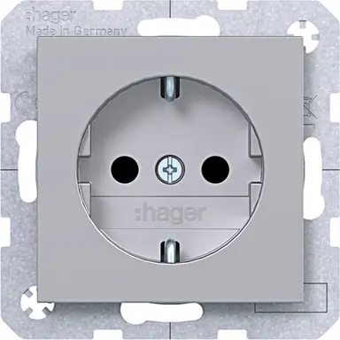 Hager Berker WAS1200TA wandcontactdoos randaarde Safety Plus A1/A8/C1/C8 titaan