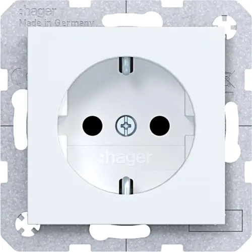 Hager Berker WAS1200WM wandcontactdoos randaarde Safety Plus A1/A8/C1/C8 lichtwit mat