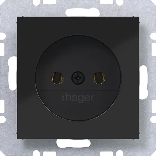 Hager Berker WAS5100BG wandcontactdoos zonder randaarde A1/A8/C1/C8 nachtzwart glans