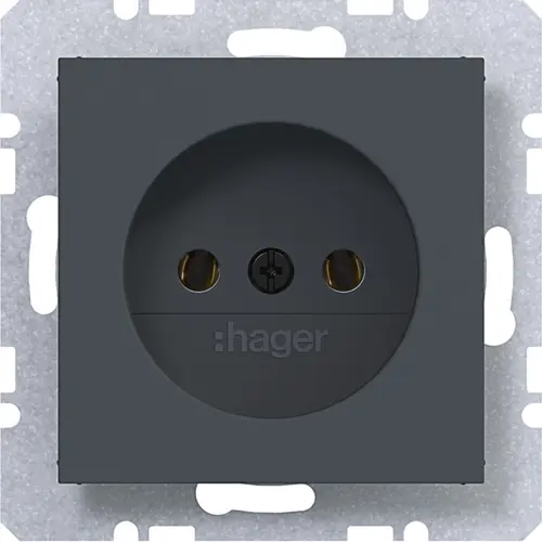 Hager Berker WAS5100AT wandcontactdoos zonder randaarde A1/A8/C1/C8 antraciet mat
