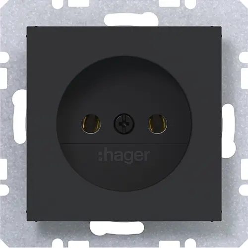 Hager Berker WAS5100BM wandcontactdoos zonder randaarde A1/A8/C1/C8 nachtzwart mat
