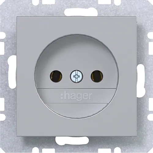 Hager Berker WAS5100TA wandcontactdoos zonder randaarde A1/A8/C1/C8 titaan mat