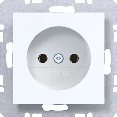 Hager Berker WAS5100WG wandcontactdoos zonder randaarde A1/A8/C1/C8 lichtwit glans