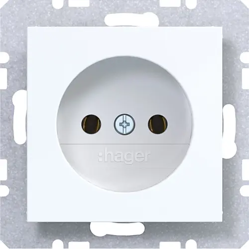Hager Berker WAS5100WG wandcontactdoos zonder randaarde A1/A8/C1/C8 lichtwit glans