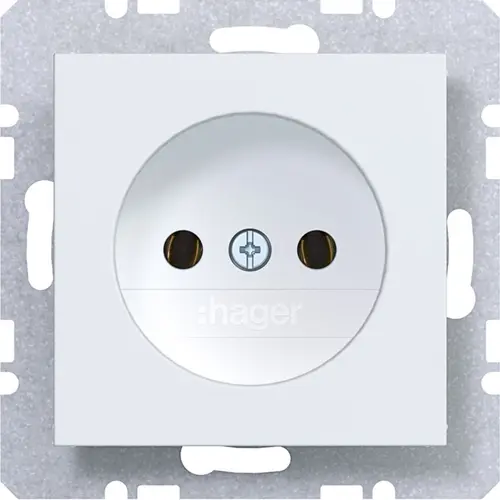 Hager Berker WAS5100WM wandcontactdoos zonder randaarde A1/A8/C1/C8 lichtwit mat