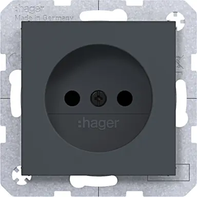 Hager Berker WAS5200AT wandcontactdoos zonder randaarde Safety Plus A1/A8/C1/C8 antraciet mat