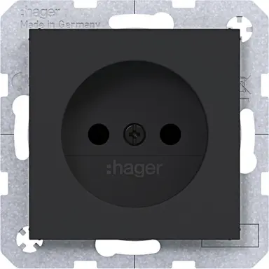 Hager Berker WAS5200BM wandcontactdoos zonder randaarde Safety Plus A1/A8/C1/C8 nachtzwart mat