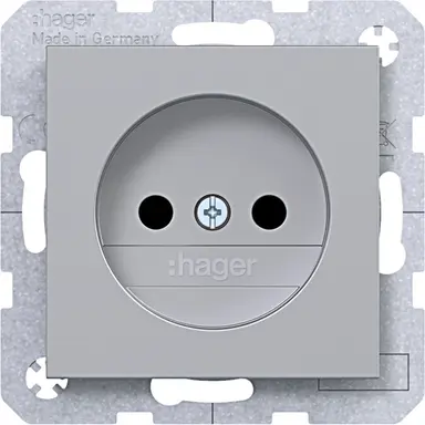 Hager Berker WAS5200TA wandcontactdoos zonder randaarde Safety Plus A1/A8/C1/C8 titaan