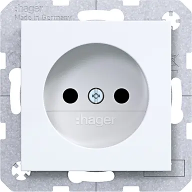 Hager Berker WAS5200WG wandcontactdoos zonder randaarde Safety Plus A1/A8/C1/C8 lichtwit glans