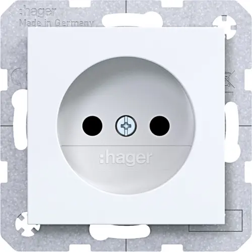 Hager Berker WAS5200WG wandcontactdoos zonder randaarde Safety Plus A1/A8/C1/C8 lichtwit glans