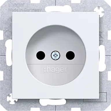 Hager Berker WAS5200WM wandcontactdoos zonder randaarde Safety Plus A1/A8/C1/C8 lichtwit mat