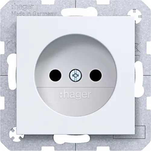 Hager Berker WAS5200WM wandcontactdoos zonder randaarde Safety Plus A1/A8/C1/C8 lichtwit mat