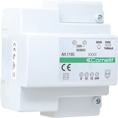 Comelit 1195 voedingstrafo DIN-rail 230V 24V AC 60VA IP30