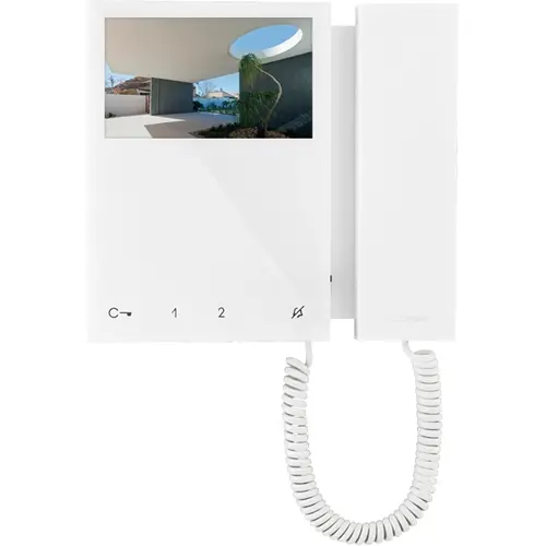 Comelit 6701W mini kleurenmonitor met hoorn opbouw 2-draads 4,3 inch wit
