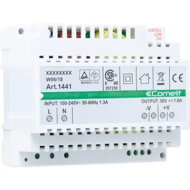 Comelit 1441 voeding stamleiding ViP 230V 55VDC DIN-rail IP20 kortsluitvast