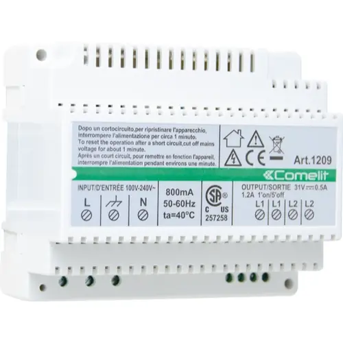 Comelit 1209 voedingseenheid quadra kit 2-draads DIN-rail 31V DC IP30