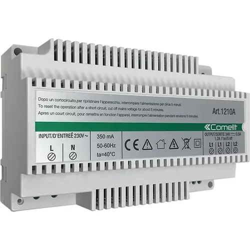 Comelit 1210A voeding simplebus 2-draads video DIN-rail 34VDC 500mA IP30