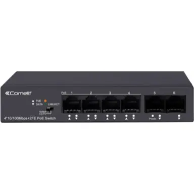 Comelit IPSWP06N100A netwerkswitch 4-poorts POE+ 60W layer 2 tafelmodel