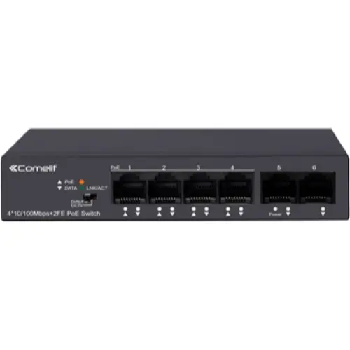 Comelit IPSWP06N100A netwerkswitch 4-poorts POE+ 60W layer 2 tafelmodel