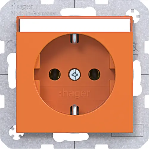 Hager Berker WAS1101AP wandcontactdoos randaarde met tekstveld A1/A8/C1/C8 oranje mat