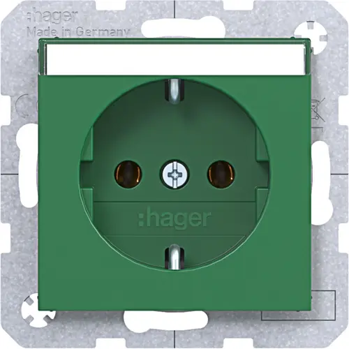 Hager Berker WAS1101GR wandcontactdoos randaarde met tekstveld A1/A8/C1/C8 groen glans