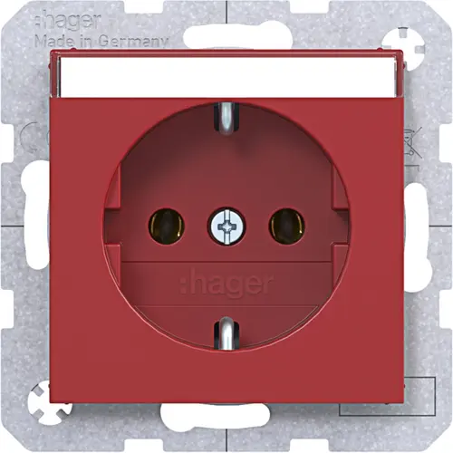 Hager Berker WAS1101RG wandcontactdoos randaarde met tekstveld A1/A8/C1/C8 rood glans