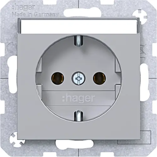 Hager Berker WAS1101TA wandcontactdoos randaarde met tekstveld A1/A8/C1/C8 titaan mat