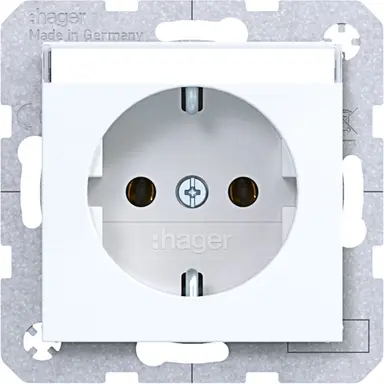 Hager Berker WAS1101WG wandcontactdoos randaarde met tekstveld A1/A8/C1/C8 lichtwit glans